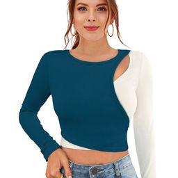 SANJANASILK Colourblocked Long Sleeves Cut-Out Crop FittedTop-picture-19