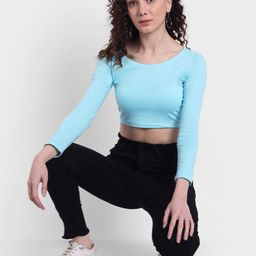 COLOR CAPITAL Scoop Neck Fitted Crop Top-image-56