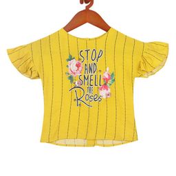 Tiny Girl Mustard Yellow Floral Regular Crop Top-image-96