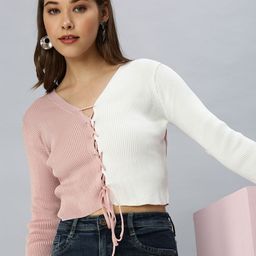 SHOWOFF Mauve Striped Crop Top-29