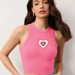 TABADTOD Printed Round Neck Tank Crop Top-image-11