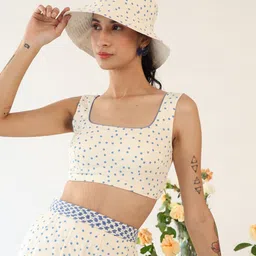 Baise Gaba Polka Dot Print Fitted Crop Top-image-58