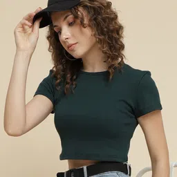 UnaOne Short Sleeves Cotton Crop Top-image-97