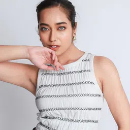 Strong And Brave Odour Free Smocked Vintage Rib Vest Crop Top-picture-16