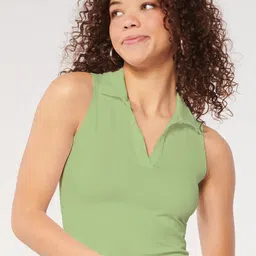 BAESD Shirt Collar Sleeveless Regular Top-image-35