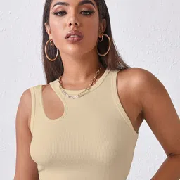 BAESD Sleeveless Knitted Cut Out Fitted Crop Top-image-66