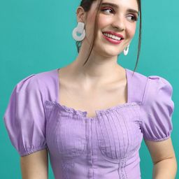 Tokyo Talkies Purple Sweetheart Neck Lace Inserts Puff Sleeve Corset Top-picture-30