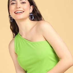 Popwings Self Design One Shoulder Crop Top-picture-10