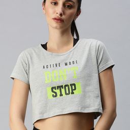 De Moza Grey Print Boxy Crop Top-picture-10