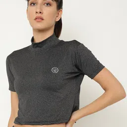 CHKOKKO Grey Yoga Wear Workout Crop Top-image-74