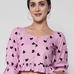 SEVEN FLOWER Conversational Print Crop Top-image-1