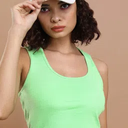 Basics By Tokyo Talkies Green Styled Back Crop Top-picture-41