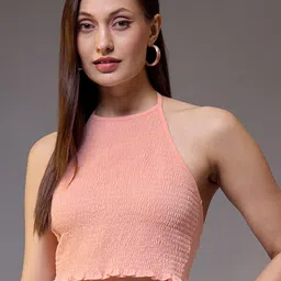 STYLECAST X KASSUALLY Halter Neck Cotton Styled Back Crop Top-image-96