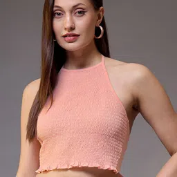 STYLECAST X KASSUALLY Halter Neck Cotton Styled Back Crop Top-image-53