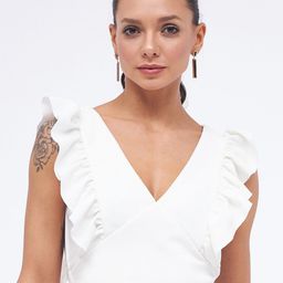 Kibo Ruffles Flutter Sleeves Wrap Crop Top-picture-47