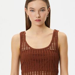 Koton Self Design Sleeveless Sheer Crop Top-15