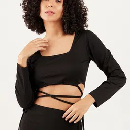 Athena Square Neck Ribbed Fitted Crop Top-picture-24