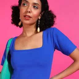Popwings Square Neck Regular Crop Top-image-8