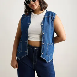 FREAKINS Plus Size Cotton Denim Crop Top-picture-48