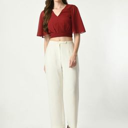 Tushita Flared Sleeve Georgette Crop Top-image-37