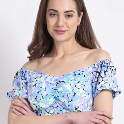 Global Republic Floral Print Off-Shoulder Bardot Crop Top-image-96