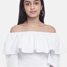 Coolsters by Pantaloons Girls White Off-Shoulder Bardot Crop Top-picture-28