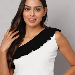 BRINNS One Shoulder Ruffled Pure Cotton Crop Top-image-114