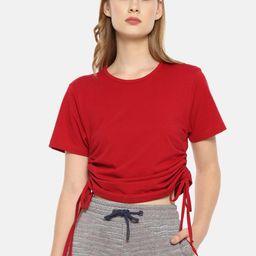 Campus Sutra Red Regular Cotton Crop Top-image-17