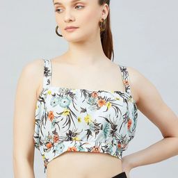 CHIMPAAANZEE Blue Floral Print Bralette Crop Top-image-10