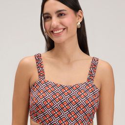 20Dresses Orange & Black Geometric Printed Styled Back Crop Top-picture-8