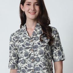 Feel Clath Women Floral Print Organic Cotton Shirt Style Crop Top-image-28