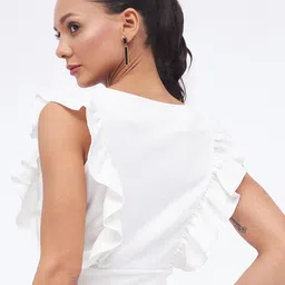 Kibo Ruffles Flutter Sleeves Wrap Crop Top image 2