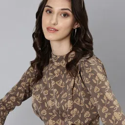 SHOWOFF Floral Printed High Neck Blouson Crop Top-picture-25