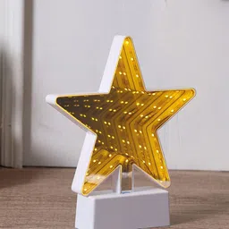 TAYHAA White & Gold-Toned Star Shaped LED Lighting with Mirror-56