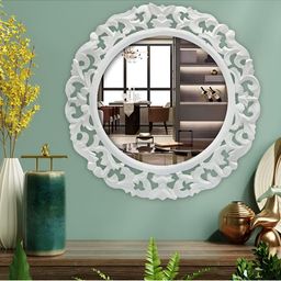 VAS collection home White Self Design Wooden Wall Mirror-picture-22