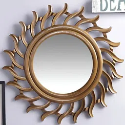 VAS collection home Brown Texture Wooden Wall Mirror-45