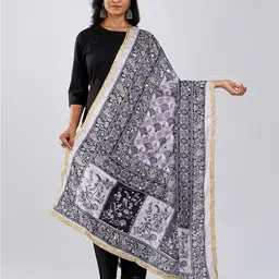 TEEJH Ethnic Motifs Printed Mirror Work Nylon Dupatta-44
