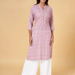 RANGMANCH BY PANTALOONS Printed Mandarin Collar Kurta-image-73