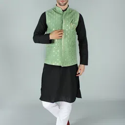 Exotic India Embroidered Woven Nehru Jacket-picture-37