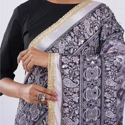 TEEJH Ethnic Motifs Printed Mirror Work Nylon Dupatta image 5