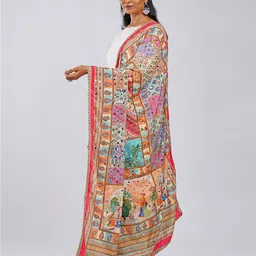 TEEJH Ethnic Motifs Printed Dupatta With Mirror Work image 4
