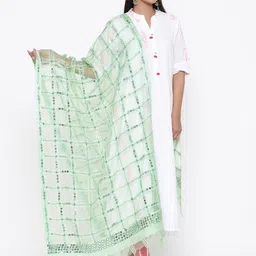 SOUNDARYA Embroidered Dupatta with Mirror Work image 4