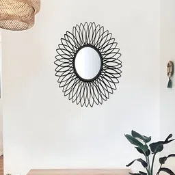 GIG Handicrafts Black Stainless Steel Round Wall Hanging Mirror-58