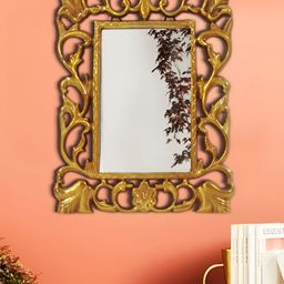 CasaGold Metallic Toned Vintage Presco Carved Rectangular Wall Mirror-2