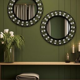 HOSLEY 2 Pcs Metal Round Wall Mirrors-58