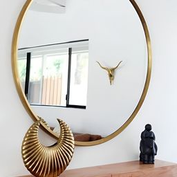 CasaGold Gold Toned Round Shaped Metal Bathroom Wall Mirror-10