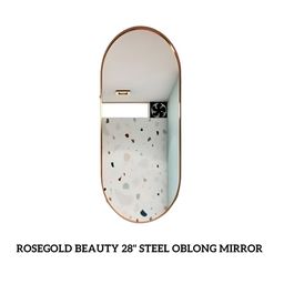 CasaGold Gold & Grey Oval-Shaped Framed Bathroom Wall Mirror-image-1