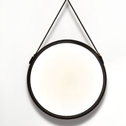 CasaGold Black Leather Round Mirror with Belt-16