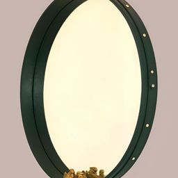 CasaGold Olive Green Leather Wall Mirror-18