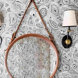 CasaGold Tan Brown Round Metal Hanging Wall Mirror With Leather Belt-7